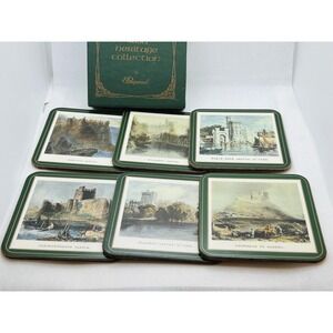 PIMPERNEL Irish Castles Set of 6 Coasters Square Cork Back Used
